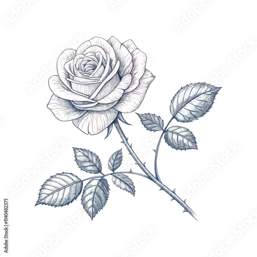 Beautiful rose line art sketch