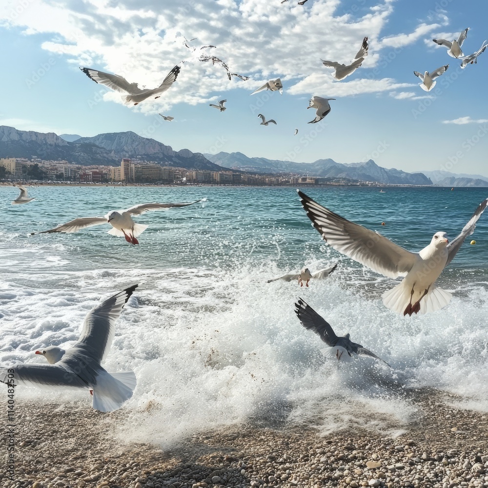 Naklejka premium Seagulls in Alfaz del Pi
