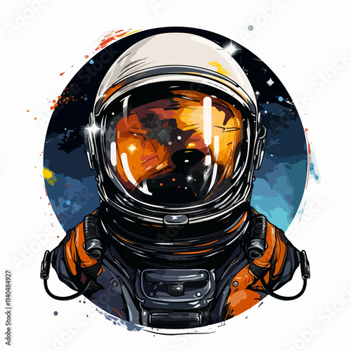 Astronaut Helmet Print for Tshirt Vector Illustration - Space Theme Design photo