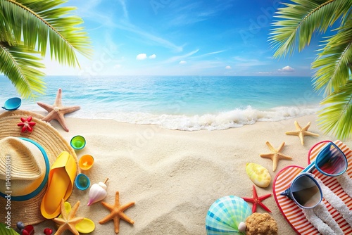 Wallpaper Mural Summer holiday themed title and background picture isolated on white Torontodigital.ca