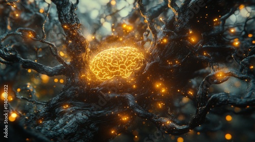 Microscopic view of a single cell in a dark environment showcasing its unique...