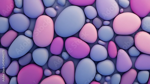 Colorful stones of various shapes and sizes arranged on a simple background