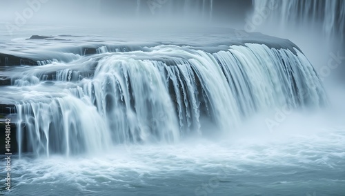 Serene Waterfall Cascading Over Rocky Terrain