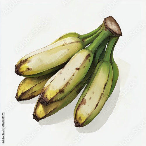 Fresh bunch of ripe bananas displayed on a clean white background for healthy...
