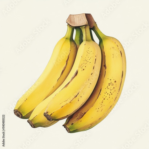 Fresh bunch of ripe bananas displayed on a clean white background for healthy...
