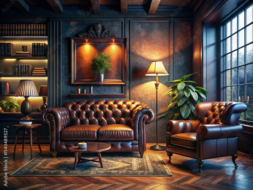 Low Light Masculine Interior Design: Dark Moody Living Room Photography Low Light Masculine Interior Design: Dark Moody Living Room Photography