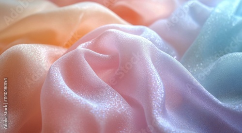 Soft pastel fabric with iridescent sheen in gentle folds