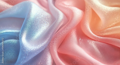 Soft pastel fabric with iridescent sheen in gentle folds