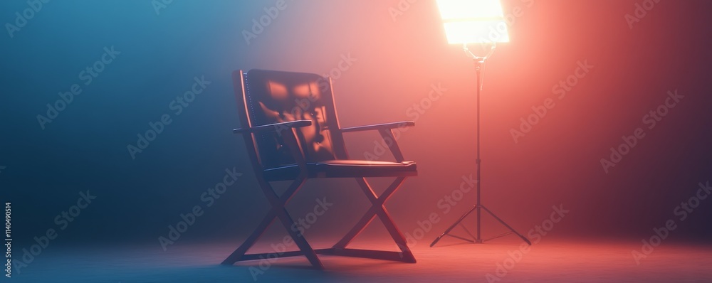 Directors Chair with Lights. Generative AI. Directors Chair with Lights. Generative AI.