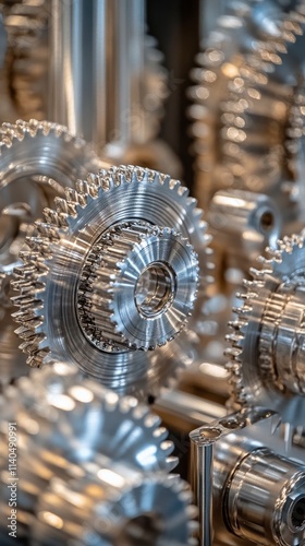 Collection of precision machined gears in an industrial manufacturing facility