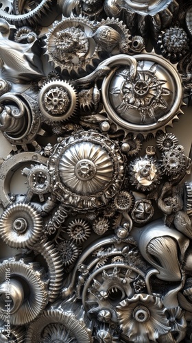 Collection of precision machined gears in an industrial manufacturing facility