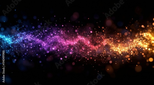 Stunning cosmic abstraction with vibrant colors and luminous particles in a d...