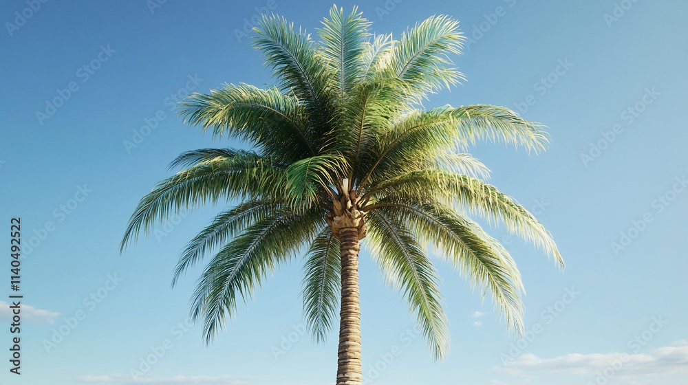 Single palm tree against a clear blue sky. Single palm tree against a clear blue sky.