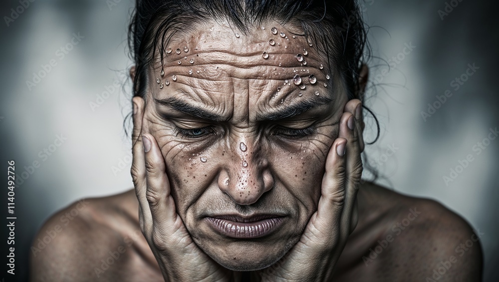 Intense close-up portrait of a stressed woman showing emotional turmoil and vulnerability
Intense close-up portrait of a stressed woman showing emotional turmoil and vulnerability