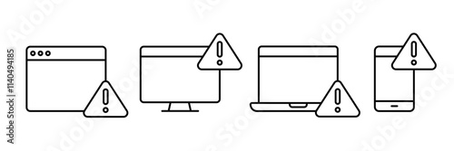 Setup Icon Vector Set. Device Attention or Error Symbol