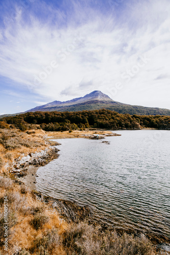 Vista panorámica de la Bahía Lapataia, Parque Nacional Tierra del Fuego, Argentina photo