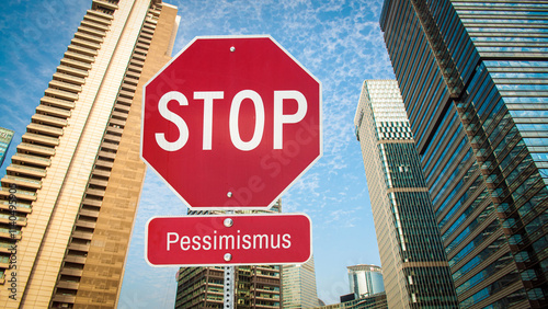 Canvas Print Signposts the direct way to optimism versus pessimism
