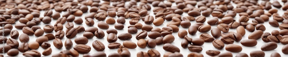 Aromatic coffee beans scattered on a white surface with varying shades of brown and light colors, scattered coffee, coffee tones, coffee shades Aromatic coffee beans scattered on a white surface with varying shades of brown and light colors, scattered coffee, coffee tones, coffee shades
