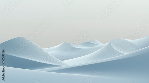 Snow covered mountains under soft light at dawn in a serene winter landscape
