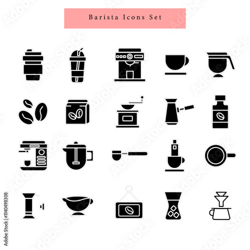 barista coffee element icon set vector illustration