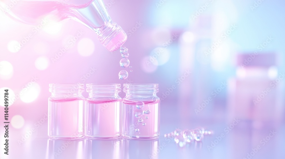 Laboratory experiment with liquid samples in vials for medical research Laboratory experiment with liquid samples in vials for medical research