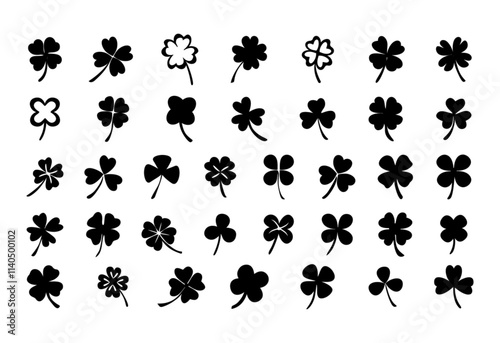 icon leaf clover shamrock st patricks day silhouette vector illustration