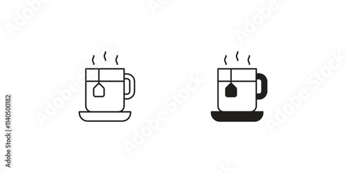 Hot tea set icon with white background vector stock illustration