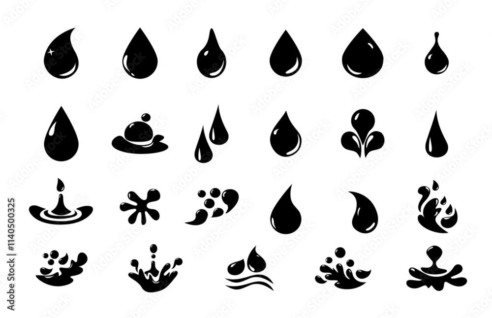 Obraz premium water drop icons silhouette vector illustration