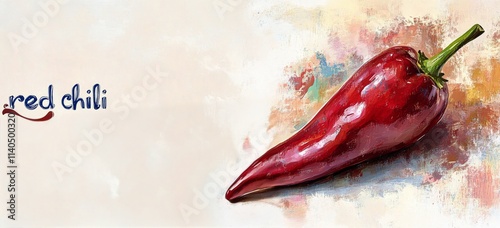 Red chili placed on a neutral background highlighting its vibrant color and s...