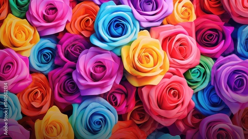 Vibrant Rainbow Roses Colorful Floral Background Image