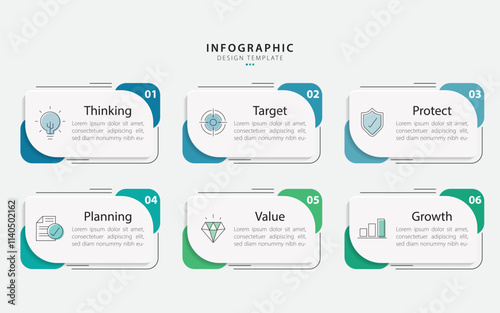 Infographic template. 6 Step timeline journey, Flat simple infographics design template. presentation graph. Business concept with numbers 6 options or steps vector illustration.