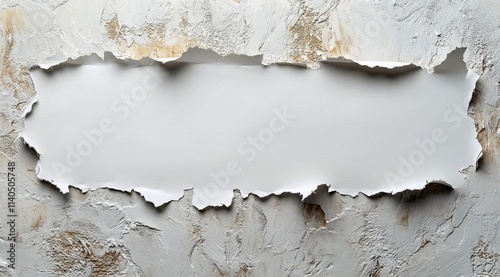 Blank torn paper on textured wall creates minimalist design for creative proj...