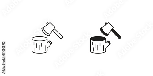 Wood axe set icon with white background vector stock illustration
