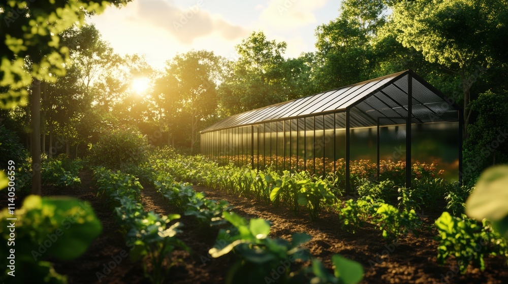 Sustainable farming techniques organic greenhouse agricultural innovations rural setting sunlit view nature's harmony Sustainable farming techniques organic greenhouse agricultural innovations rural setting sunlit view nature's harmony