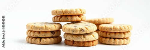 Freshly baked cookies stacked on a white surface, perfect for sharing or enjoying on a cozy afternoon