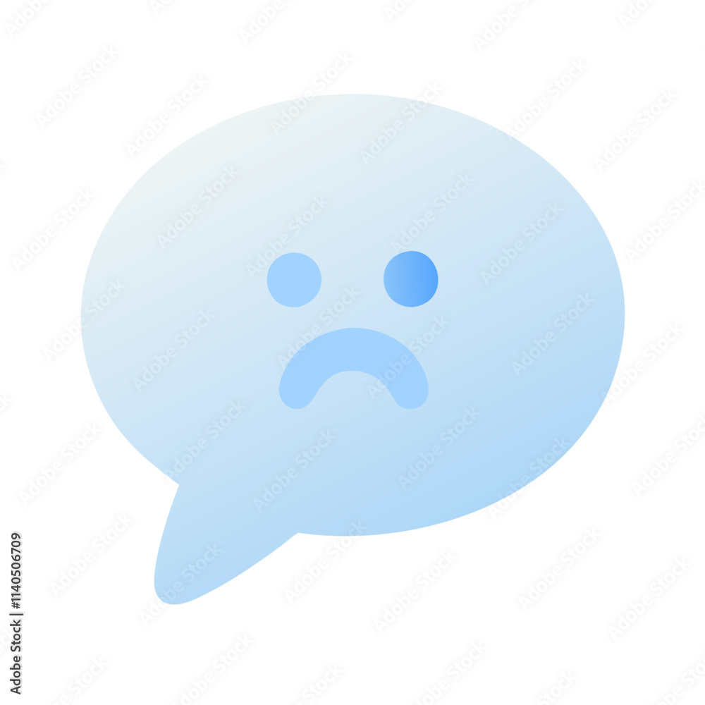 Blue gradient speech bubble icon with a sad face Blue gradient speech bubble icon with a sad face