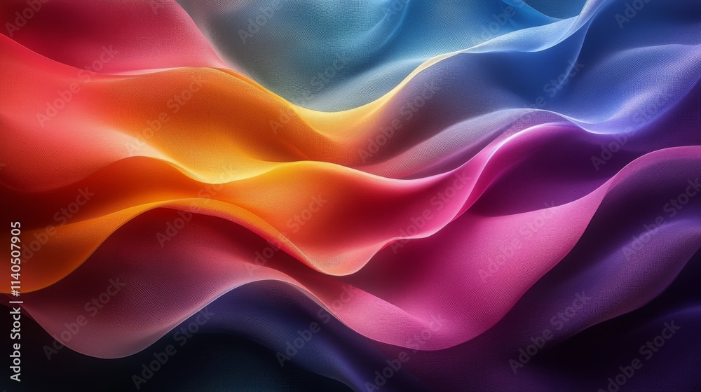 Obraz premium Colorful abstract waves flowing smoothly in vibrant hues of purple, pink, and orange
