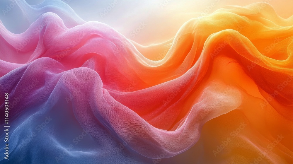 Obraz premium Colorful abstract waves flowing smoothly in vibrant hues of purple, pink, and orange