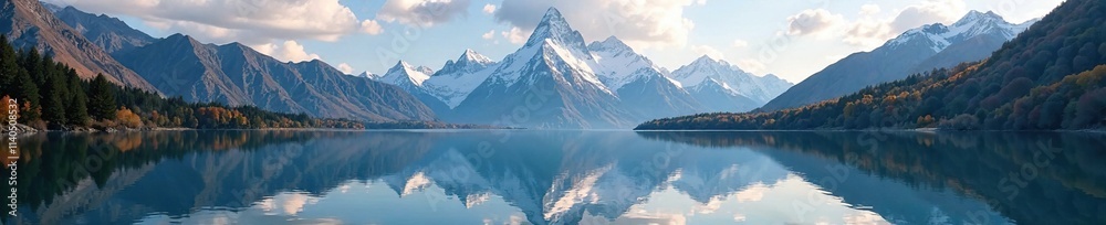 custom made wallpaper toronto digitalMajestic mountain range reflected in a serene lake, peaceful atmosphere, lake, landscape