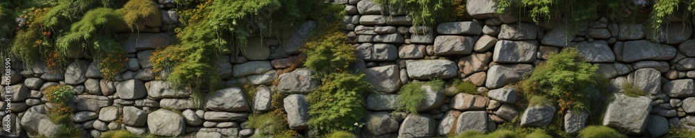 Majestic stone walls covered in vines and moss, walls, moss, stone