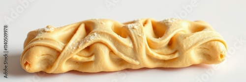 Unique twisted pastry showcasing intricate design and texture on a clean white surface ideal for culinary art photo