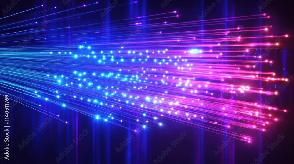 Obraz premium Blue neon lines representing advanced communication networking.