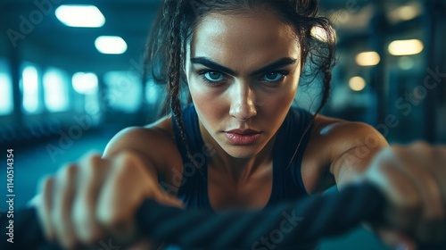 Intense workout focusing on strength training at a gym during the evening hours