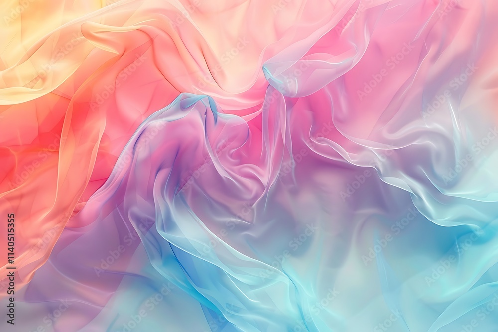 Obraz premium Gentle Waves of Soft Pink and White Representing Healing and Calm, Linen patterns, pastel gradients, rendering, natural texture, high detail, Pastel Fabric Texture Background.