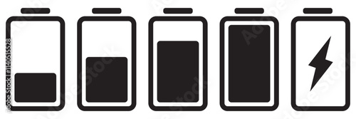 Battery icon vector. Battery charging sign and symbol. Battery charge level indicator. Battery Charging icon isolated on white background.