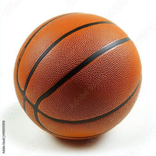 Realistic basketball resting on a flat surface with detailed texture and pattern