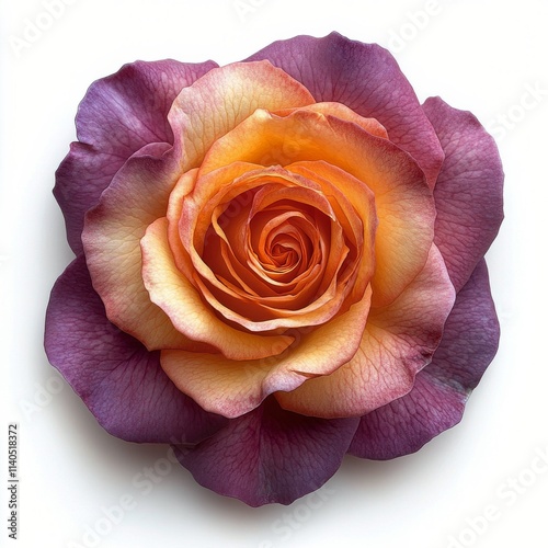 Beautiful orange and pink rose showcasing vibrant petals and green leaves