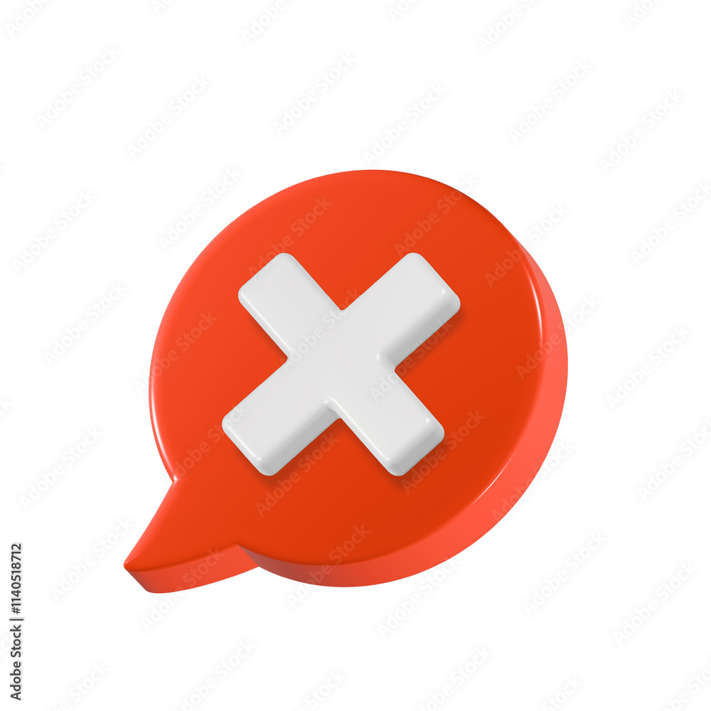 Fototapeta premium 3D Rejection icon, rejected sign, cross symbol