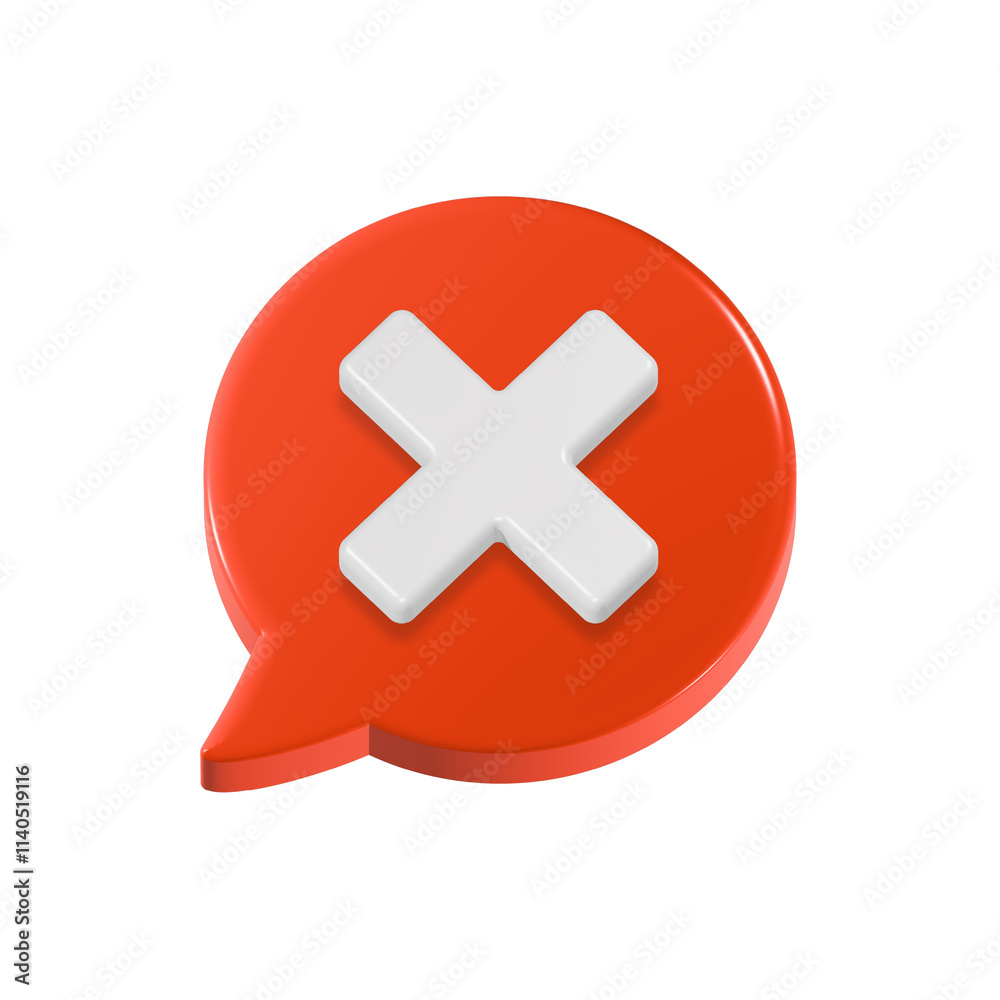 Fototapeta premium 3D Rejection icon, rejected sign, cross symbol