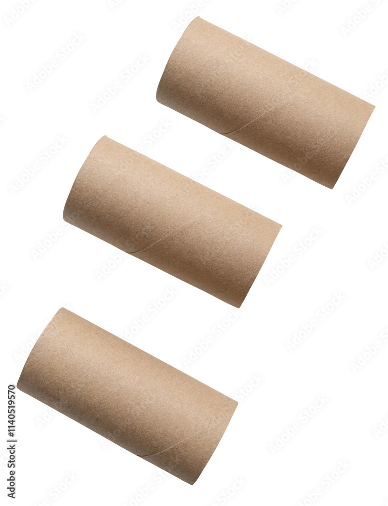 Top view set of tissue paper cores or napkin in strange shape after use in toilet or restroom isolated on white background with clipping path Top view set of tissue paper cores or napkin in strange shape after use in toilet or restroom isolated on white background with clipping path
